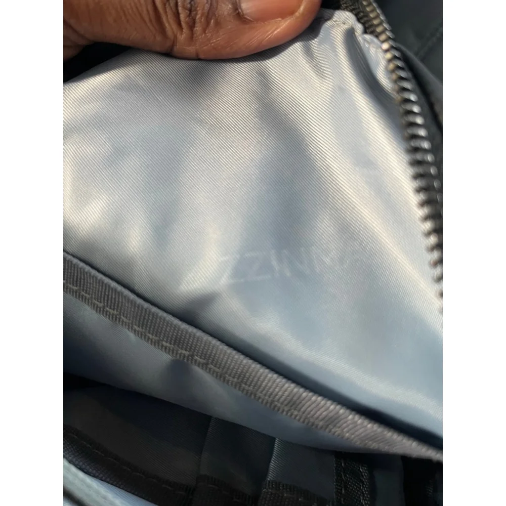 ZZINNA black nylon crossbody bag with two heart appliqués for men and women